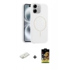 MARSİLYAN™- iPhone 11 Kılıf Yankı Form Serisi - Siyah Buffer Cam Ekran Koruyucu + Renkli Kamera Lens Koruma Cam - TU