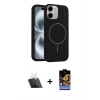 MARSİLYAN™- iPhone 11 Kılıf Yankı Form Serisi - Siyah Buffer Hayalet Cam Ekran Koruyucu + Kamera Lens Koruma Cam - SF
