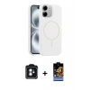 MARSİLYAN™- iPhone 11 Kılıf Yankı Form Serisi - Siyah Buffer Hayalet Cam Ekran Koruyucu + PVD Metal Kamera Lens - MI