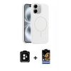 MARSİLYAN™- iPhone 11 Kılıf Yankı Form Serisi - Siyah Buffer Hayalet Cam Ekran Koruyucu + PVD Metal Kamera Lens - TU
