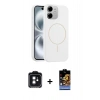 MARSİLYAN™- iPhone 11 Kılıf Yankı Form Serisi - Siyah Buffer Hayalet Cam Ekran Koruyucu + PVD Metal Kamera Lens - SH