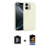 MARSİLYAN™- iPhone 11 Kılıf Yankı Form Serisi - Siyah Buffer Hayalet Cam Ekran Koruyucu + PVD Metal Kamera Lens - SH