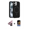 MARSİLYAN™- iPhone 11 Kılıf Yankı Form Serisi - Siyah Buffer Hayalet Cam Ekran Koruyucu + Raze Metal Kamera Lens - SH