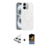 MARSİLYAN™- iPhone 11 Kılıf Yankı Form Serisi - Siyah Buffer Hayalet Cam Ekran Koruyucu + Raze Metal Kamera Lens - GS
