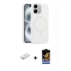 MARSİLYAN™- iPhone 11 Kılıf Yankı Form Serisi - Siyah Buffer Hayalet Cam Ekran Koruyucu + Renkli Kamera Lens Koruma Cam - PE