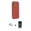 MARSİLYAN™- iPhone 11 Kılıf Yankı Serisi - Şeffaf 360 Full Body Arka Koruyucu + Pers Alüminyum Kamera Lens - GD