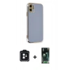 MARSİLYAN™- iPhone 11 Kılıf Yankı Serisi - Şeffaf 360 Full Body Arka Koruyucu + PVD Metal Kamera Lens - SH