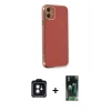 MARSİLYAN™- iPhone 11 Kılıf Yankı Serisi - Şeffaf 360 Full Body Arka Koruyucu + PVD Metal Kamera Lens - SH