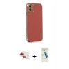MARSİLYAN™- iPhone 11 Kılıf Yankı Serisi - Şeffaf Pasifik Cam Ekran Koruyucu + Pers Alüminyum Kamera Lens - KI