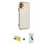 MARSİLYAN™- iPhone 11 Kılıf Yankı Serisi - Şeffaf Pasifik Cam Ekran Koruyucu + Rainbow Kamera Lens Koruma Cam - KI