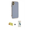 MARSİLYAN™- iPhone 11 Kılıf Yankı Serisi - Şeffaf Pasifik Cam Ekran Koruyucu + Rainbow Kamera Lens Koruma Cam - KI