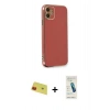 MARSİLYAN™- iPhone 11 Kılıf Yankı Serisi - Şeffaf Pasifik Cam Ekran Koruyucu + Rainbow Kamera Lens Koruma Cam - KI