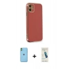 MARSİLYAN™- iPhone 11 Kılıf Yankı Serisi - Şeffaf Pasifik Cam Ekran Koruyucu + Neon Fosforlu Kamera Lens - YL