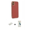 MARSİLYAN™- iPhone 11 Kılıf Yankı Serisi - Şeffaf Pasifik Cam Ekran Koruyucu + Renkli Kamera Lens Koruma Cam - TU