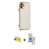 MARSİLYAN™- iPhone 11 Kılıf Yankı Serisi - Şeffaf Royal Nano Ekran Koruyucu + Rainbow Kamera Lens Koruma Cam - KI