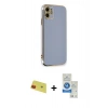 MARSİLYAN™- iPhone 11 Kılıf Yankı Serisi - Şeffaf Royal Nano Ekran Koruyucu + Rainbow Kamera Lens Koruma Cam - KI