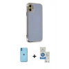 MARSİLYAN™- iPhone 11 Kılıf Yankı Serisi - Şeffaf Royal Nano Ekran Koruyucu + Neon Fosforlu Kamera Lens - MI