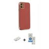 MARSİLYAN™- iPhone 11 Kılıf Yankı Serisi - Şeffaf Royal Nano Ekran Koruyucu + Renkli Kamera Lens Koruma Cam - PE