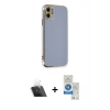 MARSİLYAN™- iPhone 11 Kılıf Yankı Serisi - Şeffaf Royal Nano Ekran Koruyucu + Kamera Lens Koruma Cam - SF