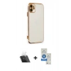 MARSİLYAN™- iPhone 11 Kılıf Yankı Serisi - Şeffaf Royal Nano Ekran Koruyucu + Kamera Lens Koruma Cam - SF