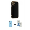 MARSİLYAN™- iPhone 11 Kılıf Yankı Serisi - Şeffaf Royal Nano Ekran Koruyucu + Neon Fosforlu Kamera Lens - TU