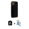 MARSİLYAN™- iPhone 11 Kılıf Yankı Serisi - Şeffaf Royal Nano Ekran Koruyucu + PVD Metal Kamera Lens - TU