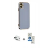 MARSİLYAN™- iPhone 11 Kılıf Yankı Serisi - Şeffaf Royal Nano Ekran Koruyucu + Pers Alüminyum Kamera Lens - YL