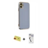 MARSİLYAN™- iPhone 11 Kılıf Yankı Serisi - Şeffaf Uv Polymer Nano Ekran Koruyucu + Rainbow Kamera Lens Koruma Cam - KI