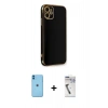 MARSİLYAN™- iPhone 11 Kılıf Yankı Serisi - Şeffaf Uv Polymer Nano Ekran Koruyucu + Neon Fosforlu Kamera Lens - MI