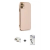 MARSİLYAN™- iPhone 11 Kılıf Yankı Serisi - Şeffaf Uv Polymer Nano Ekran Koruyucu + Pers Alüminyum Kamera Lens - GD