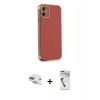 MARSİLYAN™- iPhone 11 Kılıf Yankı Serisi - Şeffaf Uv Polymer Nano Ekran Koruyucu + Pers Alüminyum Kamera Lens - GD