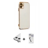 MARSİLYAN™- iPhone 11 Kılıf Yankı Serisi - Şeffaf Uv Polymer Nano Ekran Koruyucu + Raze Metal Kamera Lens - GS