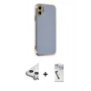 MARSİLYAN™- iPhone 11 Kılıf Yankı Serisi - Şeffaf Uv Polymer Nano Ekran Koruyucu + Raze Metal Kamera Lens - GS