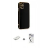 MARSİLYAN™- iPhone 11 Kılıf Yankı Serisi - Şeffaf Uv Polymer Nano Ekran Koruyucu + Renkli Kamera Lens Koruma Cam - SI