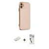 MARSİLYAN™- iPhone 11 Kılıf Yankı Serisi - Şeffaf Uv Polymer Nano Ekran Koruyucu + Renkli Kamera Lens Koruma Cam - SI