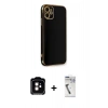 MARSİLYAN™- iPhone 11 Kılıf Yankı Serisi - Şeffaf Uv Polymer Nano Ekran Koruyucu + PVD Metal Kamera Lens - TU