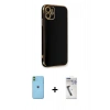 MARSİLYAN™- iPhone 11 Kılıf Yankı Serisi - Şeffaf Uv Polymer Nano Ekran Koruyucu + Neon Fosforlu Kamera Lens - YL