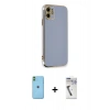 MARSİLYAN™- iPhone 11 Kılıf Yankı Serisi - Şeffaf Uv Polymer Nano Ekran Koruyucu + Neon Fosforlu Kamera Lens - YL