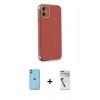 MARSİLYAN™- iPhone 11 Kılıf Yankı Serisi - Şeffaf Uv Polymer Nano Ekran Koruyucu + Neon Fosforlu Kamera Lens - YL