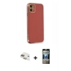 MARSİLYAN™- iPhone 11 Kılıf Yankı Serisi - Siyah 34D Hayalet Izgaralı Cam + Pers Alüminyum Kamera Lens - GD