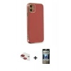 MARSİLYAN™- iPhone 11 Kılıf Yankı Serisi - Siyah 34D Hayalet Izgaralı Cam + Pers Alüminyum Kamera Lens - KI