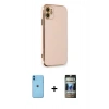 MARSİLYAN™- iPhone 11 Kılıf Yankı Serisi - Siyah 34D Hayalet Izgaralı Cam + Neon Fosforlu Kamera Lens - MI