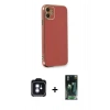 MARSİLYAN™- iPhone 11 Kılıf Yankı Serisi - Siyah 360 Mat Full Body Arka Koruyucu + PVD Metal Kamera Lens - MI