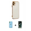 MARSİLYAN™- iPhone 11 Kılıf Yankı Serisi - Siyah 360 Mat Full Body Arka Koruyucu + Neon Fosforlu Kamera Lens - YL