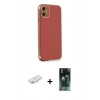 MARSİLYAN™- iPhone 11 Kılıf Yankı Serisi - Siyah 360 Mat Full Body Arka Koruyucu + Renkli Kamera Lens Koruma Cam - YL