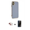 MARSİLYAN™- iPhone 11 Kılıf Yankı Serisi - Siyah 3D Antistatik Hayalet Cam Ekran Koruyucu + Pers Alüminyum Kamera Lens - KI