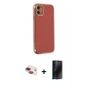 MARSİLYAN™- iPhone 11 Kılıf Yankı Serisi - Siyah 3D Antistatik Hayalet Cam Ekran Koruyucu + Pers Alüminyum Kamera Lens - KI