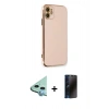 MARSİLYAN™- iPhone 11 Kılıf Yankı Serisi - Siyah 3D Antistatik Hayalet Cam Ekran Koruyucu + Raze Metal Kamera Lens - MI