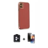 MARSİLYAN™- iPhone 11 Kılıf Yankı Serisi - Siyah 3D Antistatik Mat Seramik Nano Ekran Koruyucu + PVD Metal Kamera Lens - MI