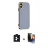 MARSİLYAN™- iPhone 11 Kılıf Yankı Serisi - Siyah 3D Antistatik Mat Seramik Nano Ekran Koruyucu + PVD Metal Kamera Lens - MI